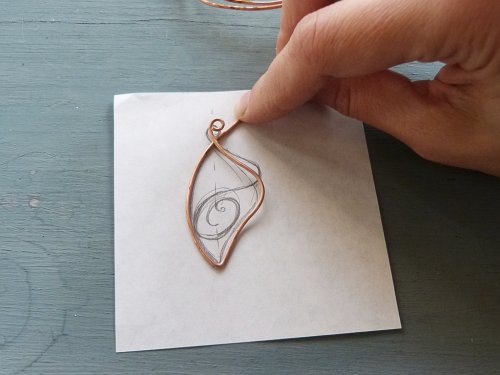 Oksana Truhan's Butterfly Wing Copper Pendant - , Contemporary Wire Jewelry, Forging, Forging Jewelry, Jewelry Forging, Weaving, Wire Weaving, Weaving Wire, make a clear and sharp angle.    