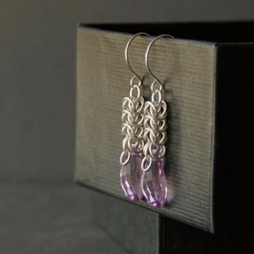 Box Chain Crystal Drop Earrings