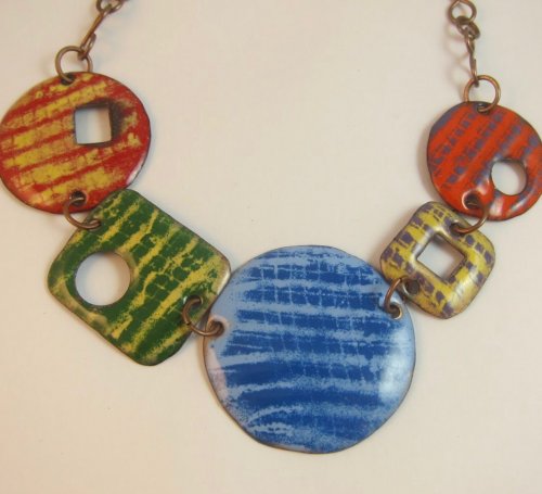 Mesh Stenciled Enamel Necklace