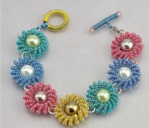 Coiled Wire Daisy Bracelet