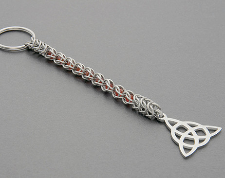 Stainless Steel Beaded Chain Maille Keyring 