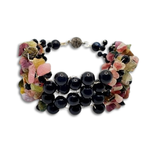 Gemstone Chip and Wire Cuff Bracelet