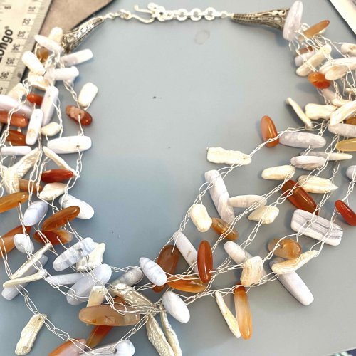 Fire and Ice Crocheted Necklace