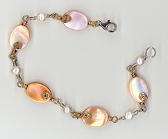 Mother of Pearl Disc Link Bracelet