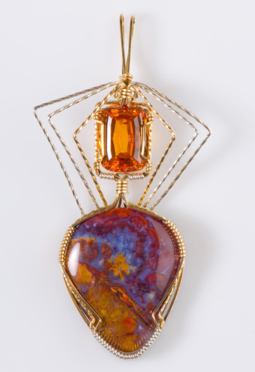 Dale Armstrong's Wrapping a Pear-Shaped Cut Stone - , Classic Wire Jewelry, Wire Wrapping, Wrapping, Wire Wrapping Jewelry, Double Geometric Pendant