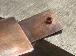 Judy Larson's Using Tiles on Tube Rivets and Eyelets - Step 4, Metalwork, How To Punch Holes, Hole Punching, Punch A Hole, Riveting, Riveting Techniques, Wire Rivets, Design, Tools, Slightly flared copper rivet tube
