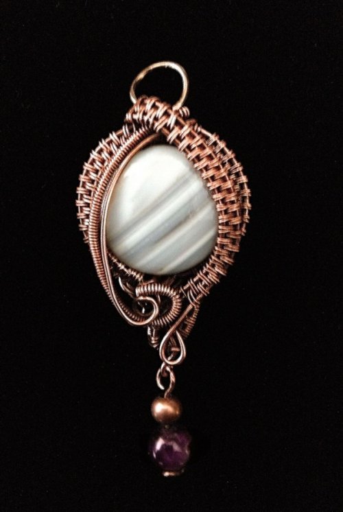 Judy Ellis's Colored Craft Wire Creations - , Inspiration, Wire Wrapping, Wrapping, Wire Wrapping Jewelry, Weaving, Wire Weaving, Weaving Wire, Design, Wire Wrapped White Agate