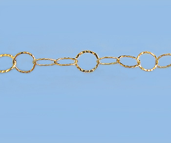 Gold Filled Chain Flat Diamond Cut Pattern  7x8mm - 10 Feet