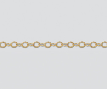 Gold Filled Hammered Flat Oval Chain 5.3x3.5mm - 10 Feet