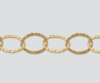 Gold Filled Hammered Oval Cable Chain Large 20x13mm - 10 Feet