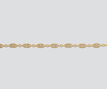 Gold Filled Oval Filigree Long & Short Chain 7.8x3.4mm - 10 Feet