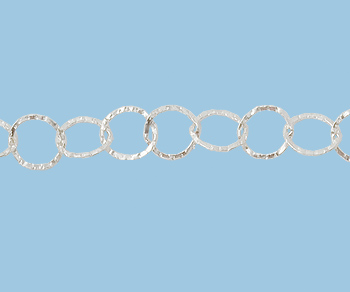 Sterling Silver  Chain  Flat with Diamonds Pattern  7x8 mm - 10 Feet