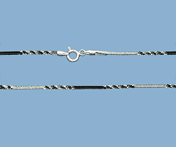 Sterling Silver Alternate Cross Chain 2 Tone (Gun Metal / Silver) 1.4mm 18 inch - Pack of 1