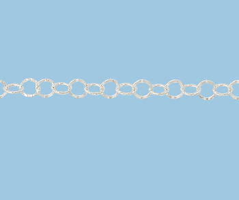 Sterling Silver  Chain  Round with Diamonds Pattern  5.3mm - 10 Feet