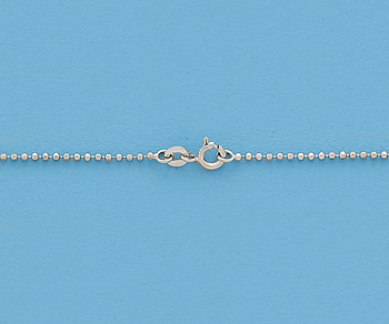 Sterling Silver Ball Chain (Rhodium) 1.5mm Dia. Cut 20 inch - Pack of 1
