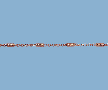 Sterling Silver Bar (1.3x3.5mm) & Cable Chain (Rose) 1mm - 10 Feet