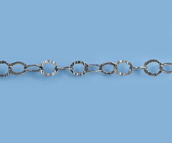 Sterling Silver Chain (Oxidized) Textured Oval Cable 3.5x4 mm - 10 Feet