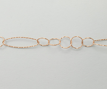 Sterling Silver Chain (Rose) Dia. Cut Oval & Round Link 6.75x23.5mm - 10 Feet