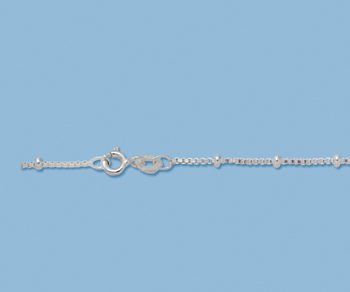 Sterling Silver Box Chain 1.14mm w/ Beads 18 inch - Pack of 1