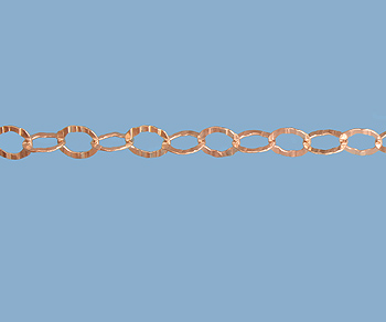 Sterling Silver Chain (Rose) Textured Oval Cable 3.5x4 mm - 10 Feet