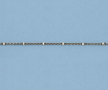 Sterling Silver Chain 2 Tone (Gunmetal / Silver) 1x1.5mm - 10 Feet