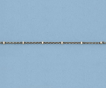 Sterling Silver Chain 2 Tone (Gunmetal / Silver) 1x1.5mm - 10 Feet