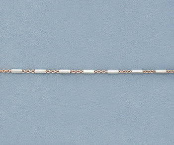 Sterling Silver Chain 2 Tone (Rose / Silver) 1.2x3.3mm  - 10 Feet