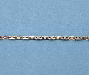 Sterling Silver Chain 2 Tone (Rose / Silver) 2.1x4.5mm  - 10 Feet