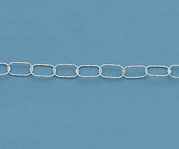 Sterling Silver Chain Dia. Cut Drawn Cable 6.3x12mm - 10 Feet