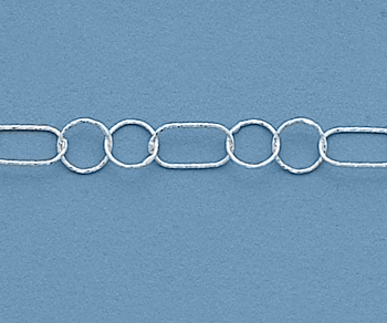 Sterling Silver Chain Dia. Cut Long & Short 6.3x12.1mm - 10 Feet