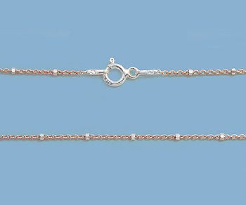 Sterling Silver Chain 2 Tone (Rose / Silver) 1x1.5mm 18 inch - Pack of 1