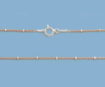 Sterling Silver Chain 2 Tone (Rose / Silver) 1x1.5mm 20 inch - Pack of 1