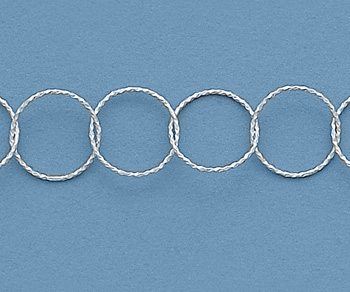 Sterling Silver Chain Dia. Cut Round Cable 16mm - 10 Feet