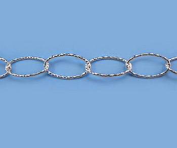 Sterling Silver Chain Oval Cable Diamond Cut 14.5 x 7.75mm - 10 Feet