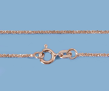 Sterling Silver Chain Dia Cut Rope ( Rose Plated) 1.4mm 18 inch - Pack of 1