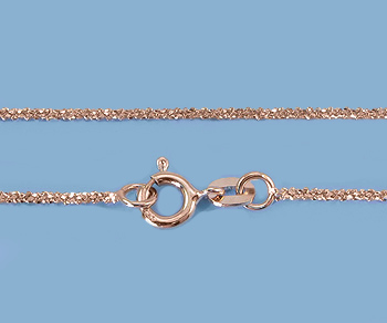 Sterling Silver Chain Dia Cut Rope ( Rose Plated) 1.4mm 18 inch - Pack of 1