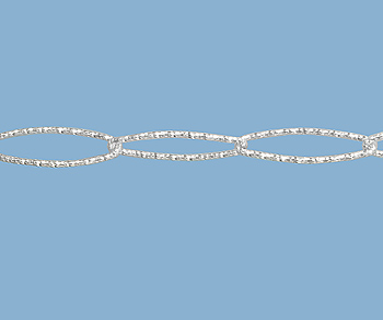 Sterling Silver Chain Oval Cable Diamond Cut 19x6mm - 10 Feet