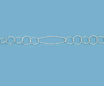 Sterling Silver Chain Dia. Cut Oval & Round Link 6.75x23.5mm - 10 Feet