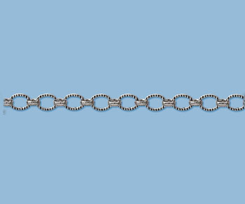 Sterling Silver Chain Oval Long & Short Oxidized 7.5x4.7mm - 10 Feet