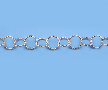 Sterling Silver Chain Round Cable Diamond Cut 7.25mm - 10 Feet