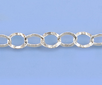 Sterling Silver Chain Textured Oval Cable 5.5 x 6 mm - 10 Feet