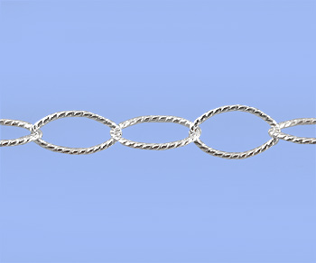 Sterling Silver Chain Twisted Oval Cable 5 x 8 mm - 10 Feet
