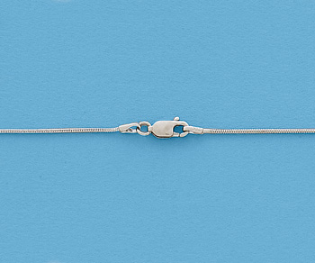 Sterling Silver Chain Snake (Rhodium) 1mm 18 inch - Pack of 1