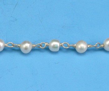 Sterling Silver Chain w/ Pearls 3-4mm - 5 Feet