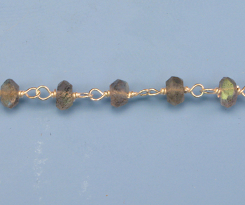 Sterling Silver Chain with Labradorite 3 - 4mm - 5 Feet