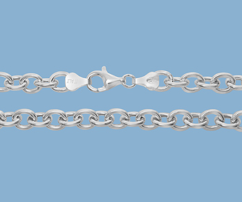 Sterling Silver Hollow Cable Chain 6.8x8mm 18 inch - Pack of 1