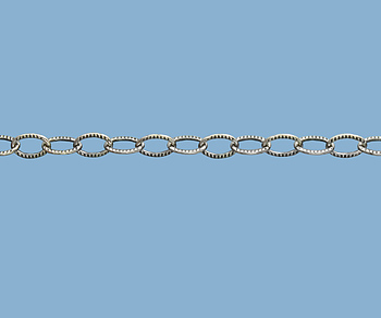 Sterling Silver Corrugated Oval Cable Oxidized Chain 2.7x4mm - 10 Feet