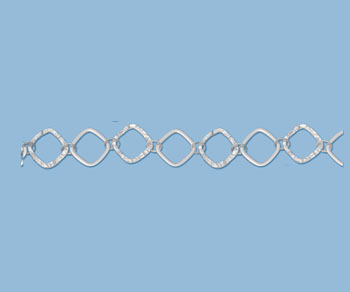 Sterling Silver Hammered and Smooth Diamond Chain 14.3mm - 10 Feet