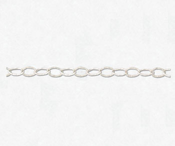 Sterling Silver Hammered Flat Oval Cable Chain 8.3x5.3mm - 10 Feet