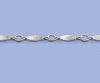 Sterling Silver Marquise Bar & Link Chain 8x2mm  - 10 Feet
